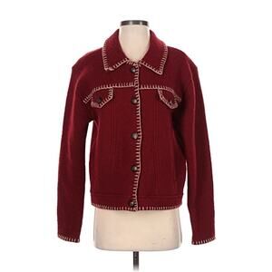 VTG Smith Hawkens Whipstitch Red Collared Wool Claret Jacket Small